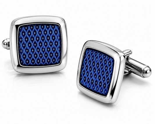 TRIPIN Cufflinks for Men Silver Blue Square Shape for Office Corporate Party French Cuff Shirts Shirt Suit Blazer in A Gift Box TSHOSIL1061