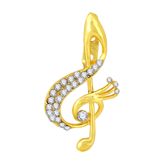 TRIPIN Musical Note Music Brass Lapel Pin Collar in Brooches with Diamond Crystal for Men