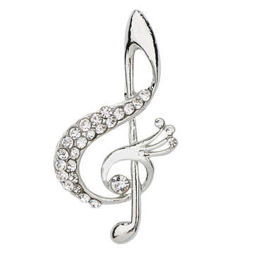 TRIPIN Musical Note Music Brass Lapel Pin Collar in Brooches with Diamond Crystal for Men