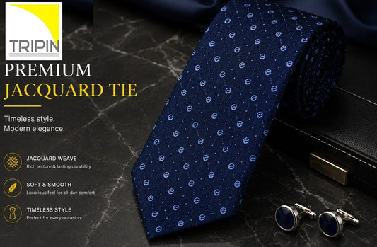 TRIPIN Ties for Men - Blue Jacquard Fabric Neckties for Party and Wedding - Elevate Your Style with Classic and Elegant Neck Ties 2165