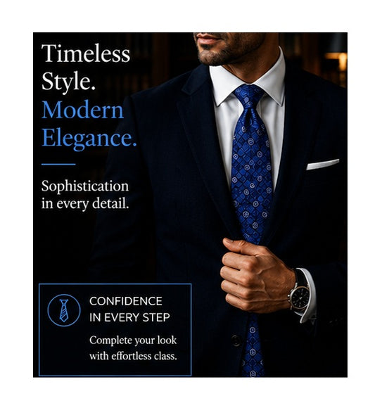 TRIPIN Ties for Men - Navy Blue Jacquard Fabric Neckties for Party and Wedding - Elevate Your Style with Classic and Elegant Neck Ties 2176