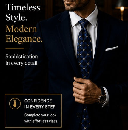 TRIPIN Ties for Men - Blue checkered Jacquard Fabric Neckties for Party and Wedding - Elevate Your Style with Classic and Elegant Neck Ties 2188