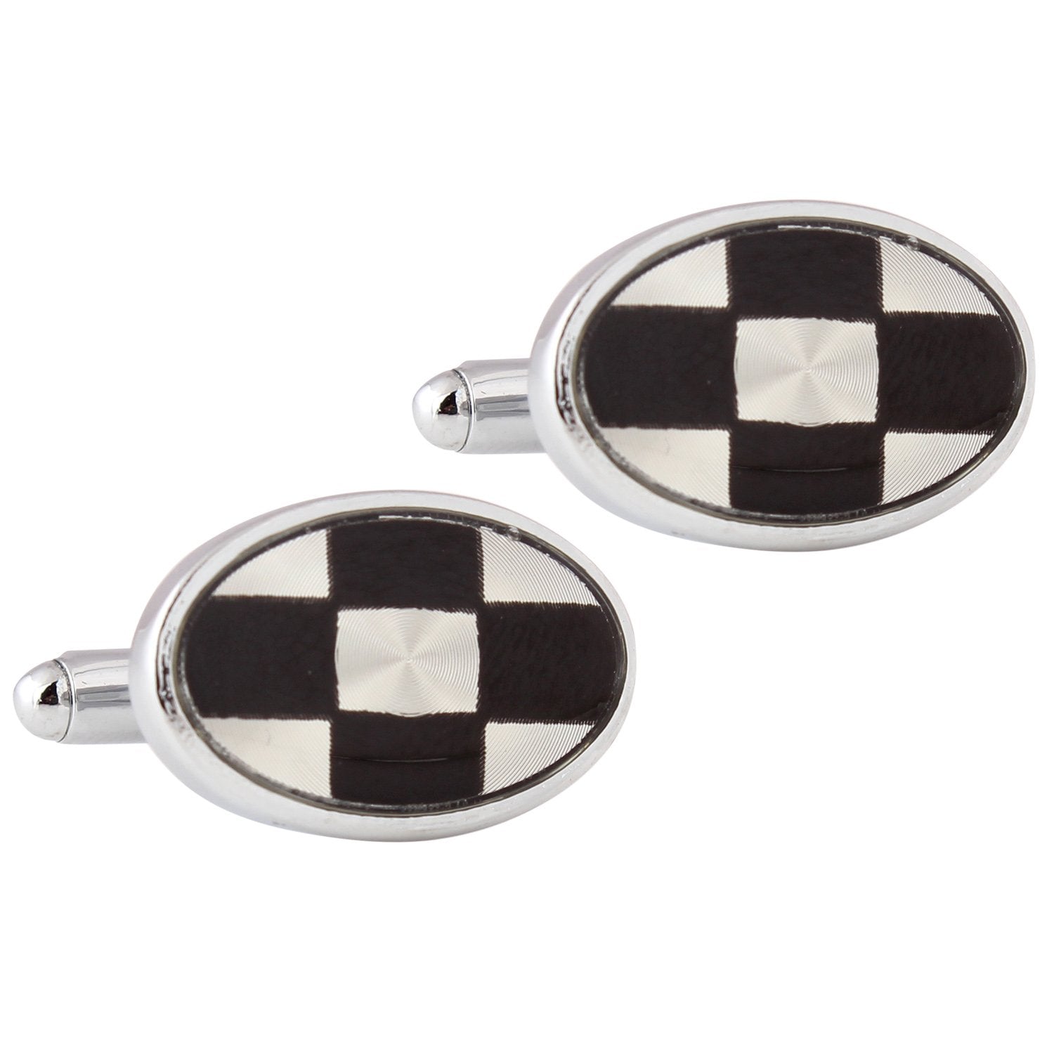 Tripin Black and White Collection Brass Cufflink Set for Men in a Gift Box