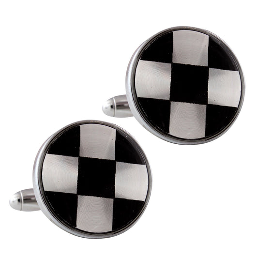 Tripin Black and White Collection Brass Cufflink Set for Men in a Gift Box