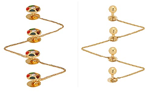 TRIPIN Brass Kurta Buttons Combo with Multi Color and Golden Ball with Chain (Multi Color + Golden Ball)