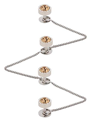 TRIPIN Brass Kurta Buttons with Diamond Crystal and Chain TSSPKURTA1960