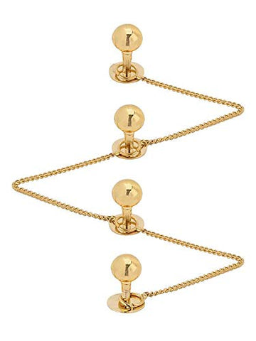 TRIPIN Brass and Glass Kurta Buttons with Golden Ball and Chain for Men and Women