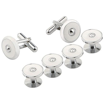 TRIPIN White Brass Kurta Button Cufflinks Tuxedo Set for Men and Women