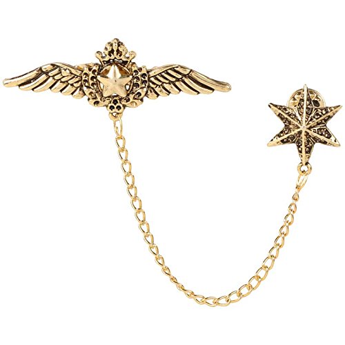 TRIPIN BROACHES FOR MEN WOMEN ON SUITS SHIRTS COAT BROOCHES BLAZERS MEDAL FORMAL SHERWANI WITH CHAIN WINGS STAR LAPEL PIN TIE TACK SAREE SILVER GOLDEN GOLD BLACK BLUE BROWN RED DIAMOND CRYSTALS FOR WEDDING PARTY IN A GIFT BOX TSHOGOLDCOLLARCHAIN965