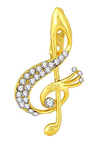 TRIPIN Musical Note Music Brass Lapel Pin Collar in Brooches with Diamond Crystal for Men