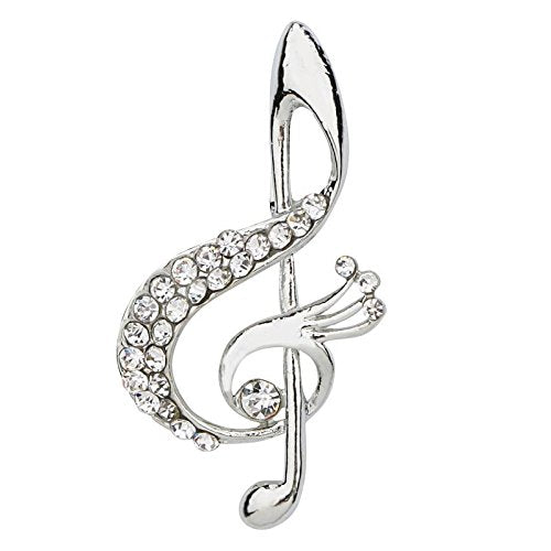 TRIPIN Musical Note Music Brass Lapel Pin Collar in Brooches with Diamond Crystal for Men