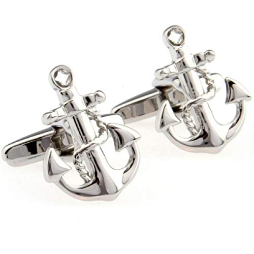 TRIPIN Anchor Shape Cufflinks for Men Silver Colour for Office Corporate Party French Cuff Shirts Shirt Suit Blazer in A Gift Box TSHOSILSET1428