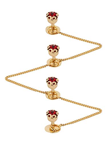 TRIPIN Brass Kurta Buttons with Diamond Crystal and Chain TSSPKURTA1931