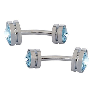 TRIPIN Cufflinks for Men Silver Unique Shape with Blue Diamond Crystals for Office Corporate Party French Cuff Shirts Shirt Suit Blazer in A Gift Box TSAPZSIL985