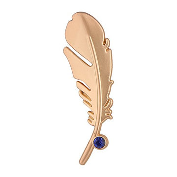 TRIPIN Feather Shape TIE TACK with Blue Diamond Crystal Lapel PIN Brooch for Men in A Gift Box TNCP1229