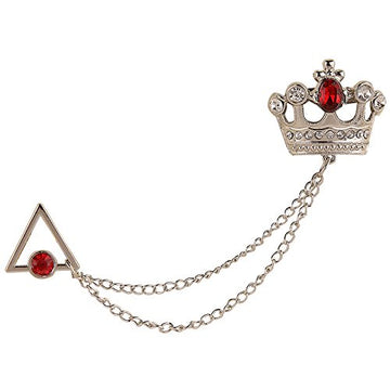 TRIPIN Lapel PIN Collar PIN Collar Chain Brooch with RED Diamon Crystal with Chain in Classic Shape in A Gift Box TNSP1256