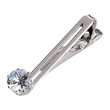 TRIPIN Silver TIE PIN Clip TACK TIEPIN for Men with Diamond Crystal in A Gift Box TSHOTIEPINSIL2015