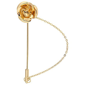 TRIPIN BROACHES for Men Women Golden Gold Rose Shape Lapel PIN ON Suits Shirts Coat BROOCHES Blazers Formal Sherwani with Chain Saree Silver Party in A Gift Box TSSPGOLD1069