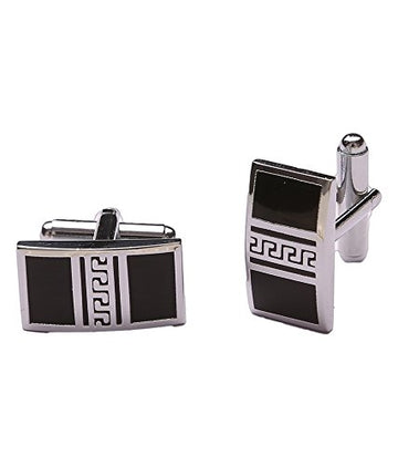 TRIPIN Cufflinks for Men Silver Black Rectangle for Office Corporate Party French Cuff Shirts Shirt Suit Blazer in A Gift Box TNABZSIL27