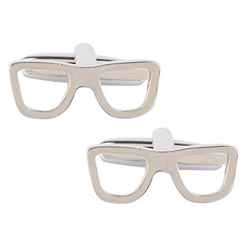 TRIPIN Cufflinks for Men Silver Specs CHASHMA Glasses Shape Design for Office Corporate Party French Cuff Shirts Shirt Suit Blazer in A Gift Box TSBBPSIL984