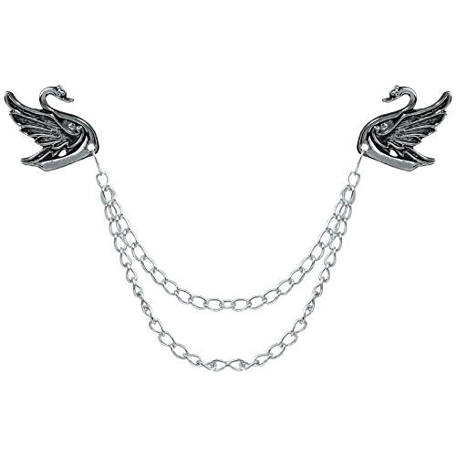 TRIPIN SWAN Shape Lapel PIN Brooch with Chain for Men Women Boys Girls for Office Corporate Party French Cuff Shirts Shirt Suit Blazer in A Gift Box TSCPSIL1753