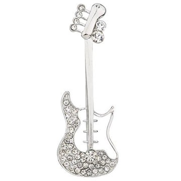 TRIPIN Unisex Brass Silver Guitar Design Lapel Pin Collar in Brooches