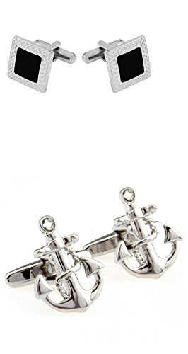 TRIPIN Cufflinks Combo Set for Men Silver Black Colour for Office Corporate Party French Cuff Shirts Shirt Suit Blazer in A Gift Box 779-1428