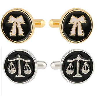 TRIPIN Lawyer Cufflinks for Men Women in A Gift Box (Golden Lawyer + Silver Law)