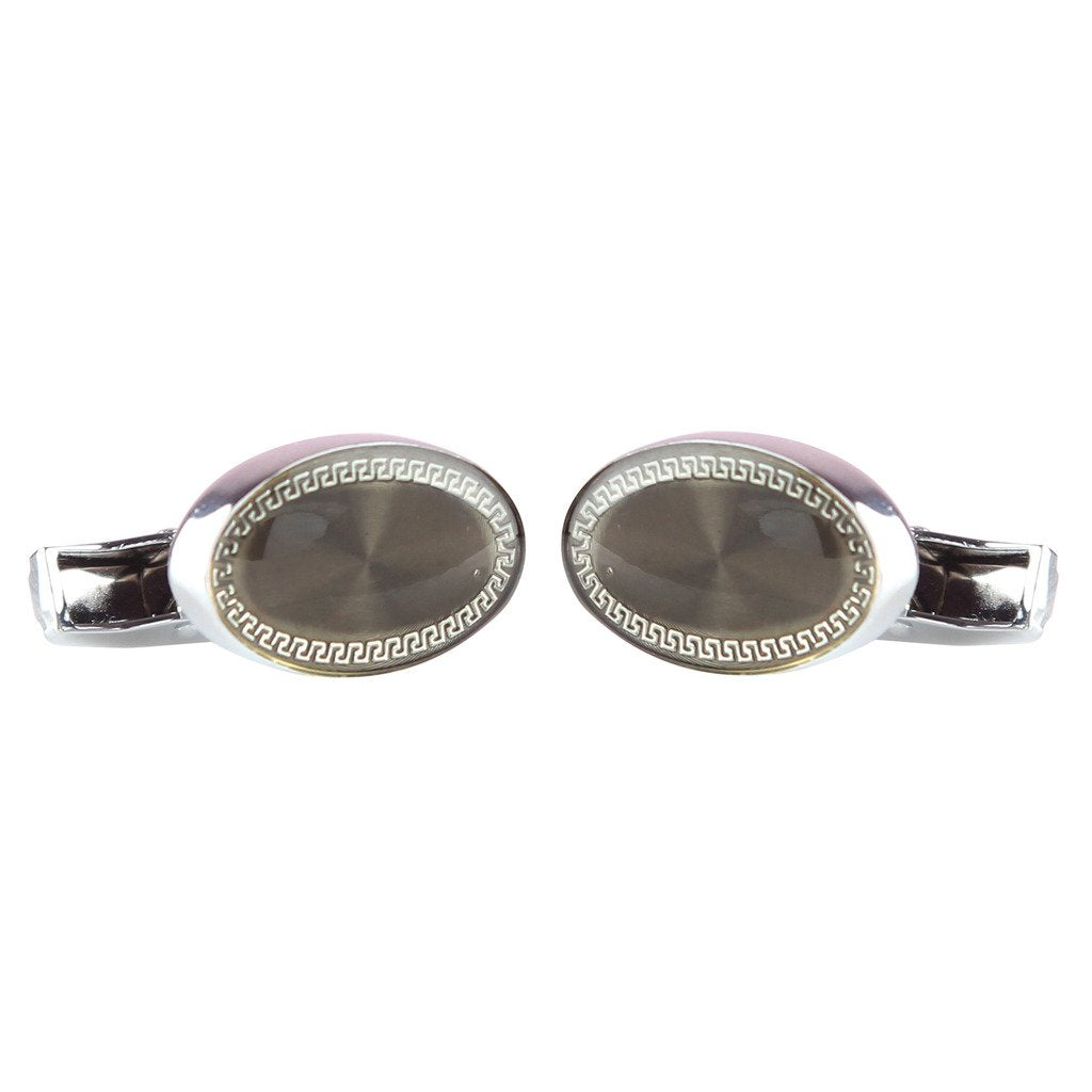 TRIPIN Cufflinks for Men Silver Grey Color French Cuff Shirts Oval Links Suit Blazer Party in A Gift Box TSBZZSIL323