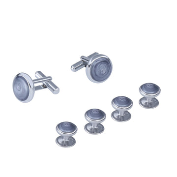 TRIPIN Grey and Silver Tuxedo Button Studs with Matching Cufflinks for Men - Elevate Your Formal Attire with Stylish Accessories for Tuxedos, Suits, and Dress Shirts