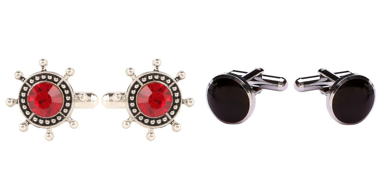 TRIPIN Cufflinks Combo Set for Men Silver Black Colour for Office Corporate Party French Cuff Shirts Shirt Suit Blazer in A Gift Box 47-811