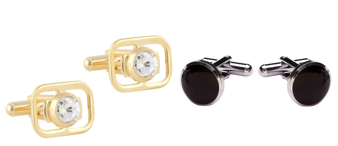 TRIPIN Cufflinks Combo Set for Men Silver Black Colour for Office Corporate Party French Cuff Shirts Shirt Suit Blazer in A Gift Box 47-417
