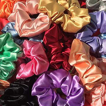 TRIPIN Satin Silk Scrunchies for women girls for hair Pack Of 3 ( Random Colors )