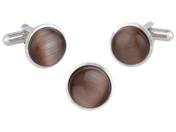 TRIPIN Cufflinks and TIE TACK for Men Silver Blue Colour Cats Eye Stone for Office Corporate Party French Cuff Shirts Shirt Suit Blazer in A Gift Box TSSPSIL1647