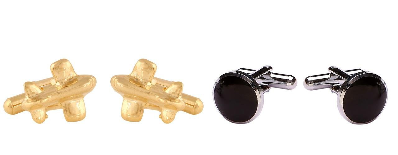 TRIPIN Cufflinks Combo Set for Men Silver Black Colour for Office Corporate Party French Cuff Shirts Shirt Suit Blazer in A Gift Box 47-653