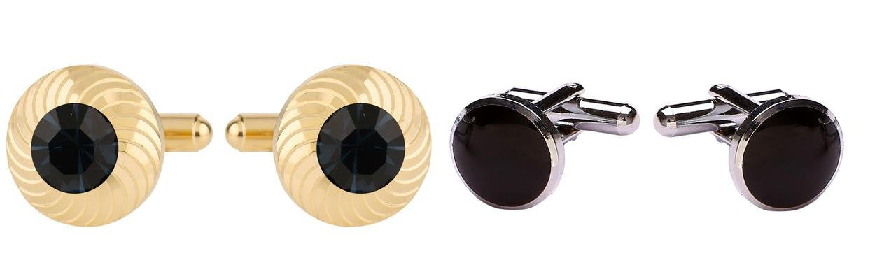 TRIPIN Cufflinks Combo Set for Men Silver Black Colour for Office Corporate Party French Cuff Shirts Shirt Suit Blazer in A Gift Box 47-1675