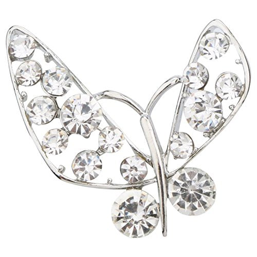 TRIPIN Silver Butterfly Design Brass Lapel Collar Pin Brooches with Diamond Crystal for Men Women Kids in a Box
