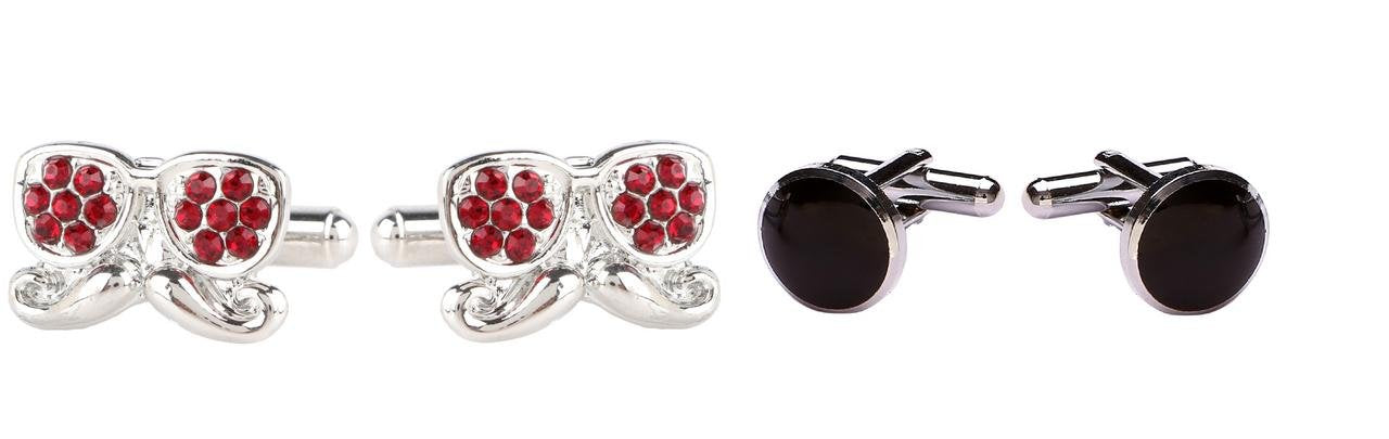 TRIPIN Cufflinks Combo Set for Men Silver Black Colour for Office Corporate Party French Cuff Shirts Shirt Suit Blazer in A Gift Box 47-816