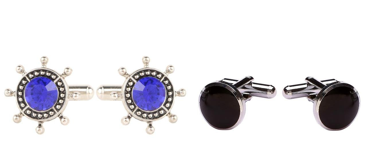 TRIPIN Cufflinks Combo Set for Men Silver Black Colour for Office Corporate Party French Cuff Shirts Shirt Suit Blazer in A Gift Box 47-810