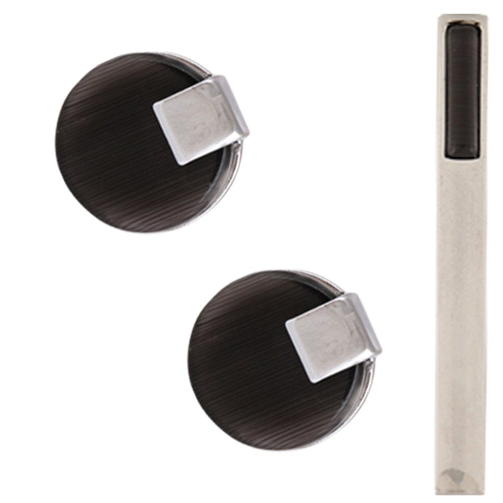 TRIPIN Cufflinks and TIE PIN Set for Men Silver Black Colour for Office Corporate Party French Cuff Shirts Shirt Suit Blazer in A Gift Box TSBPZSIL775