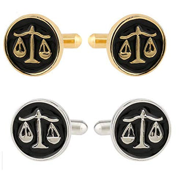 TRIPIN Lawyer Cufflinks for Men Women in A Gift Box (Golden Law + Silver Law)