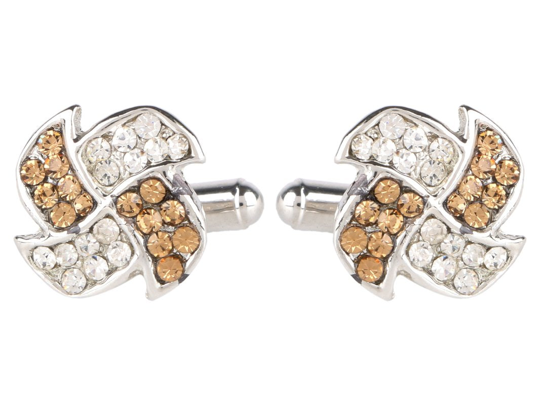 TRIPIN Cufflinks for Men Silver Unique Shape with Brown Diamond Crystals Stone for Office Corporate Party French Cuff Shirts Shirt Suit Blazer in A Gift Box TSAPZSIL831