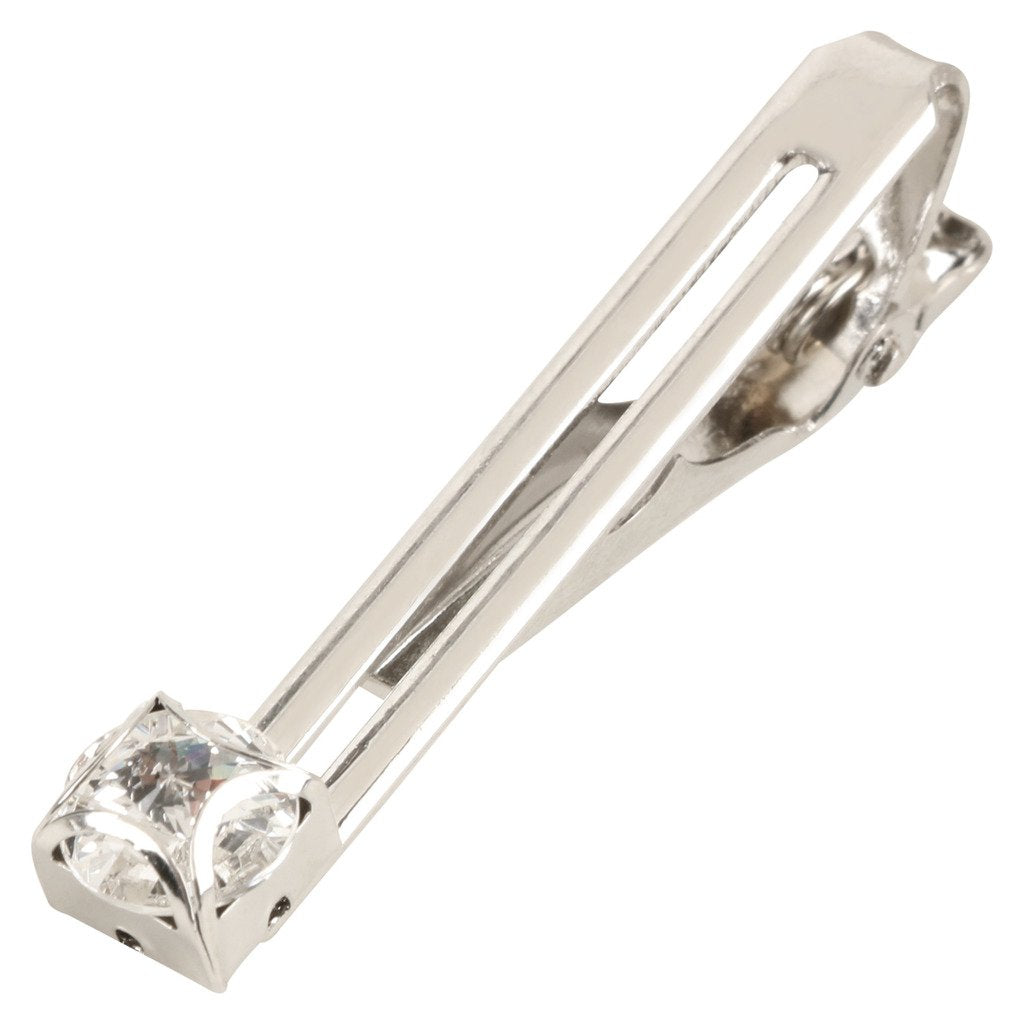 TRIPIN Silver TIE PIN Clip TACK TIEPIN for Men with Diamond Crystal in A Gift Box TSPZSILTIEPIN453