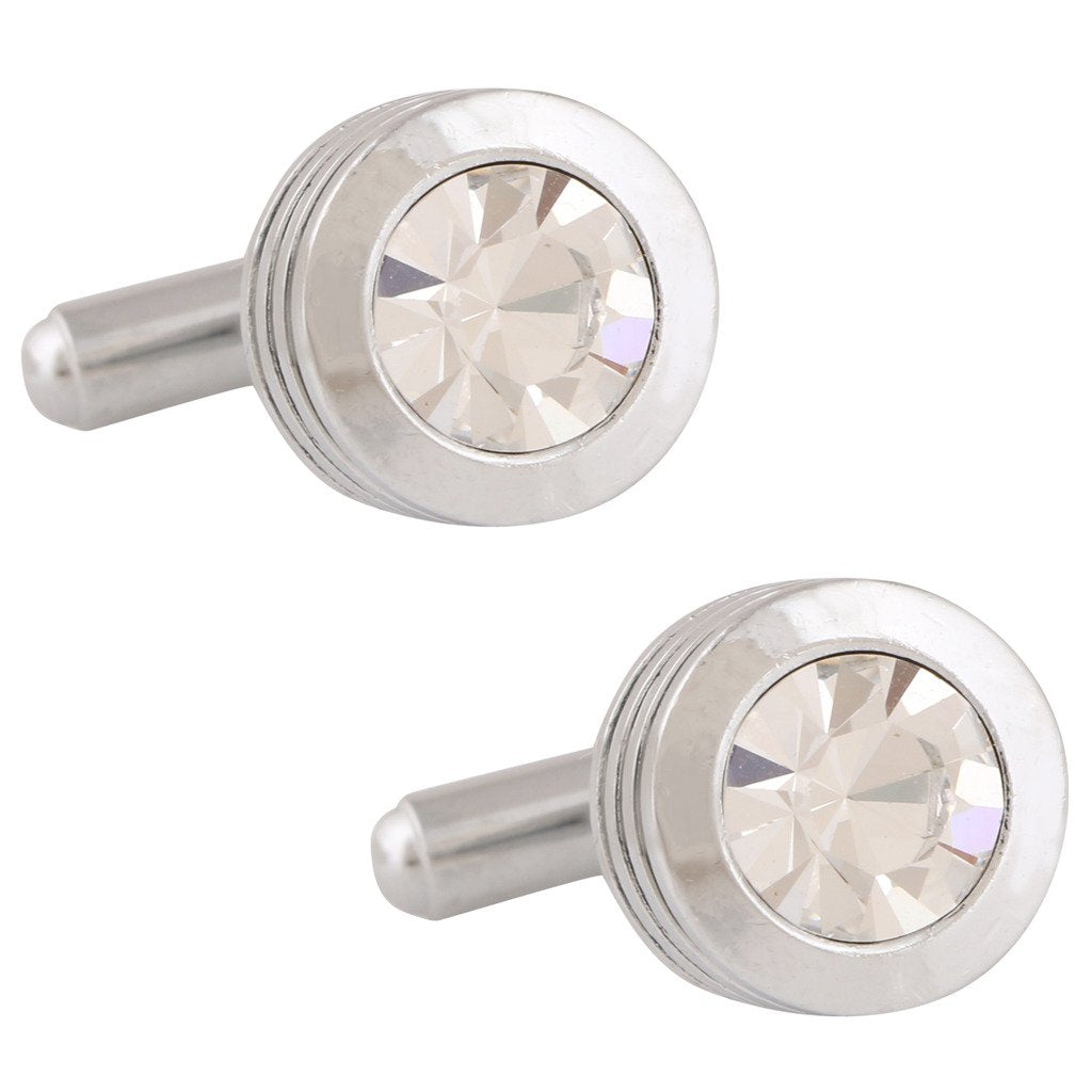 TRIPIN Cufflinks for Men Silver with Diamond Crystal for Office Corporate Party French Cuff Shirts Shirt Suit Blazer in A Gift Box TNAPZSIL681