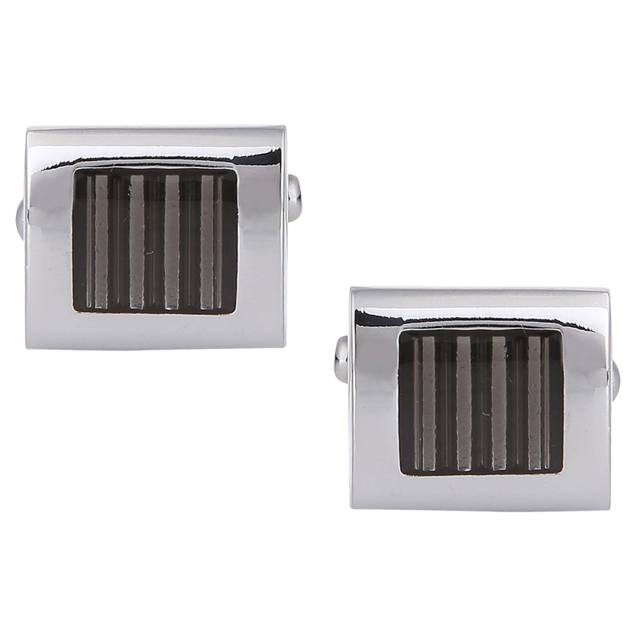 TRIPIN Cufflinks for Men Silver and Black Grey Rectangle Shape Links for Office Corporate Party French Cuff Shirts Shirt Suit Blazer in A Gift Box TSHOSIL1060