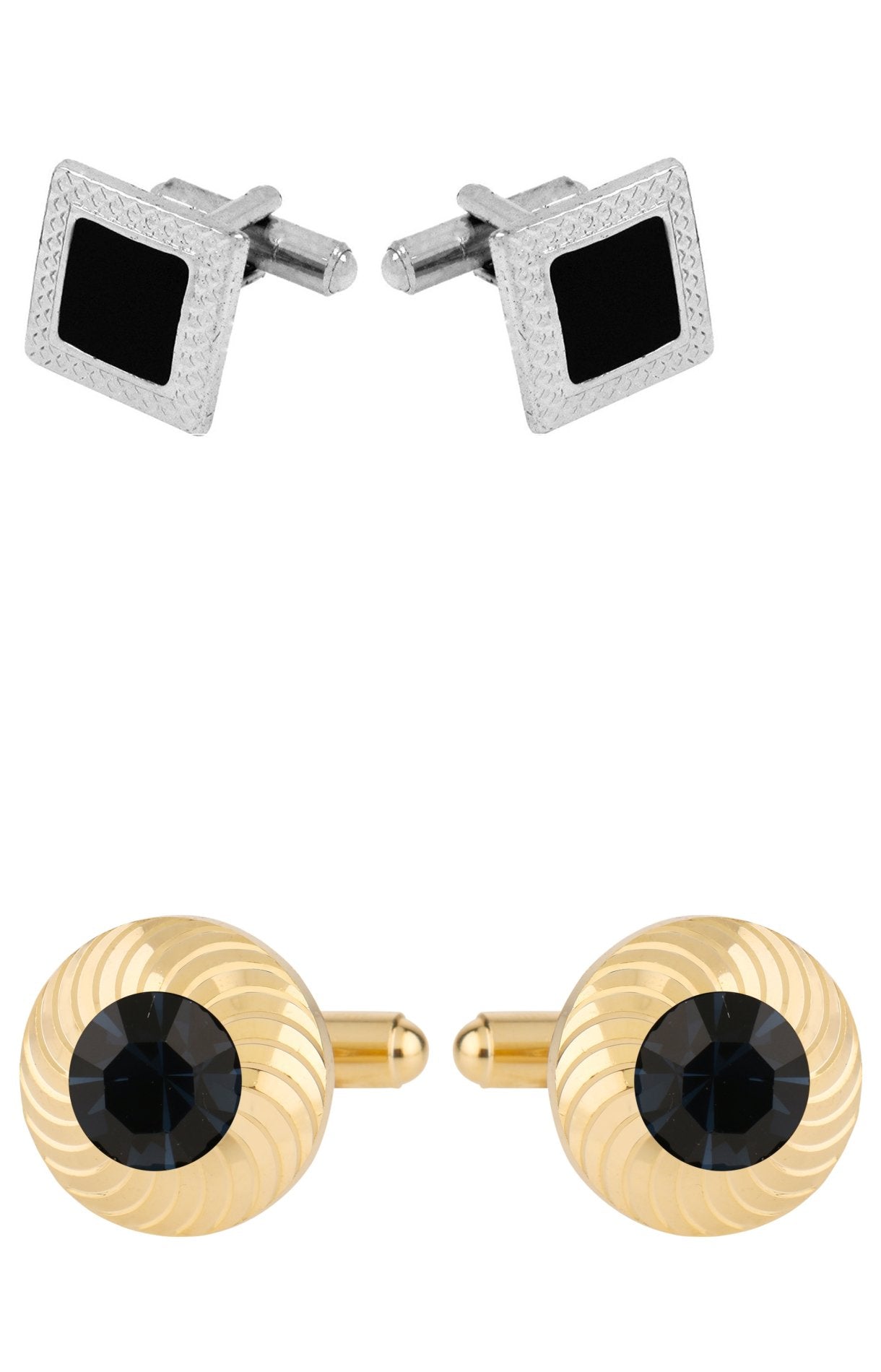 TRIPIN Cufflinks Combo Set for Men Silver Black Colour for Office Corporate Party French Cuff Shirts Shirt Suit Blazer in A Gift Box 779-1675