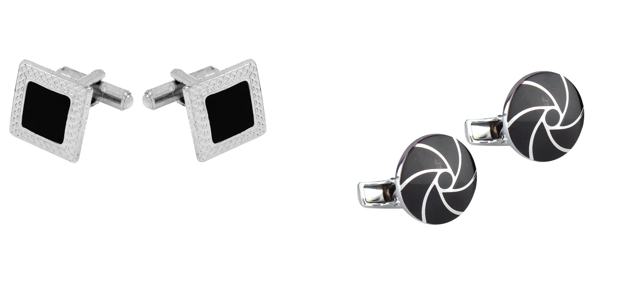 TRIPIN Cufflinks Combo Set for Men Silver Black Colour for Office Corporate Party French Cuff Shirts Shirt Suit Blazer in A Gift Box 779-319
