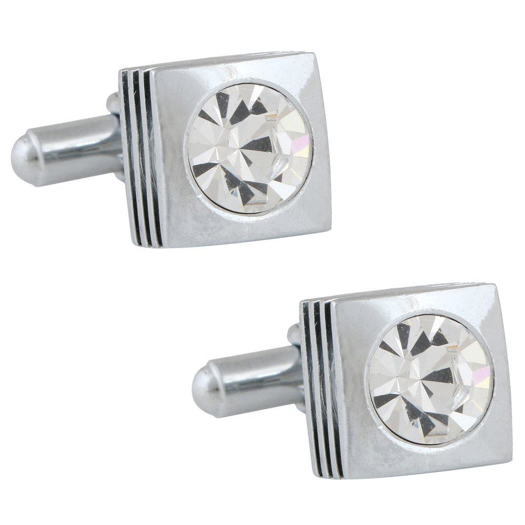 TRIPIN Cufflinks for Men Silver with Diamond Crystal for Office Corporate Party French Cuff Shirts Shirt Suit Blazer in A Gift Box TNAPZSIL678