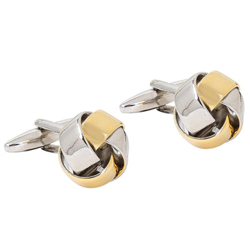 TRIPIN KNOT DESIGN CUFFLINKS FOR MEN IN A GIFT BOX (GOLDEN-SILVER)