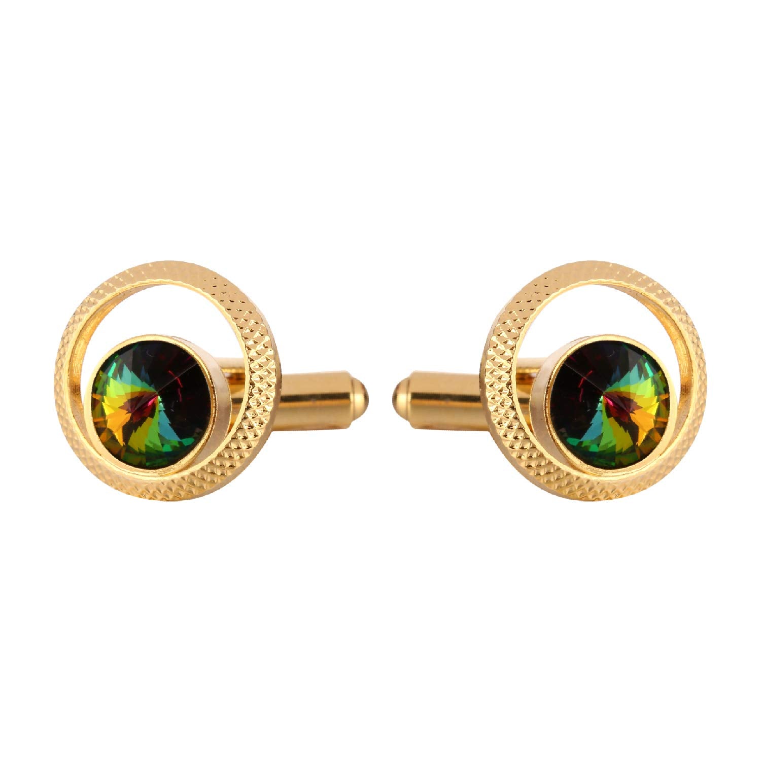 Tripin Brass Gold Golden Cufflinks with Stone for Men for Office Corporate Party French Cuff Shirts Shirt Suit Blazer in A Gift Box TJHOGOLD1896